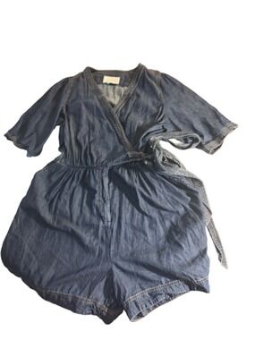 Womens Anthropologie jean romper blue 24w